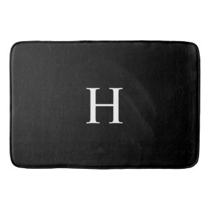 Schwarzes Elegantes Modernes Monogramm Badematte