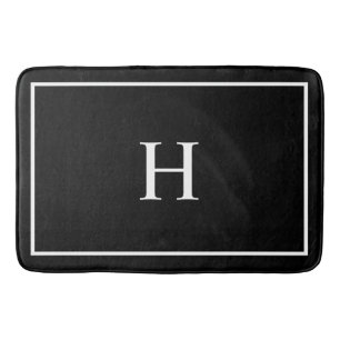 Schwarzes Elegantes Modernes Monogramm Badematte