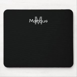 Schwarzes Elegantes Monogramm  Mousepad