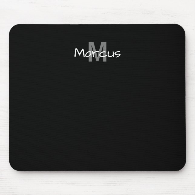 Schwarzes Elegantes Monogramm  Mousepad (Vorne)