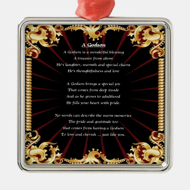 Schwarzes Entwurfs-Patensohngedicht Silbernes Ornament (Vorne)