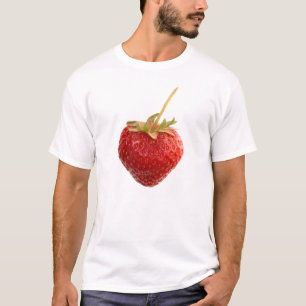 Schwarzes Erdbeere-Shirt mit einer großen roten Er T-Shirt