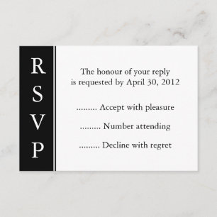 Schwarzes Ereignis, Antwort, Reaktion oder RSVP-Ka RSVP Karte