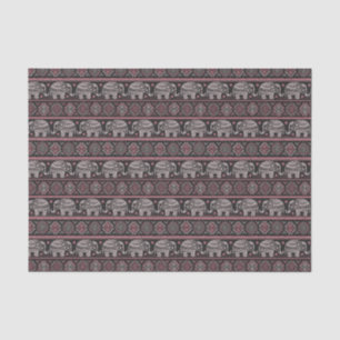 Schwarzes ethnisches Elefant-Muster Seidenpapier