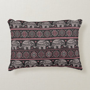 Schwarzes ethnisches Elefant-Muster Zierkissen