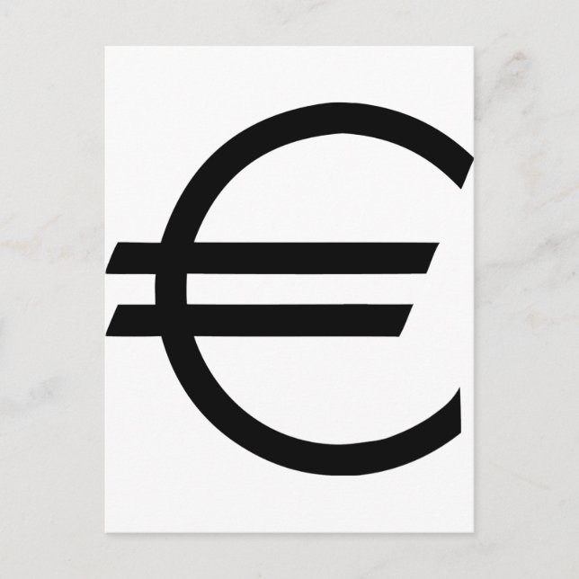 schwarzes Eurozeichen Postkarte (Vorderseite)