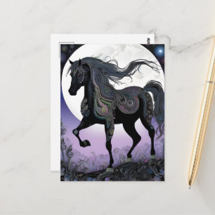 Schwarzes Fantasy-Pferd Postkarte