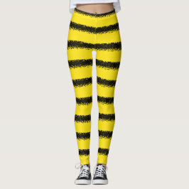 Schwarzes, färben Biene-Inspirierte Streifen gelb Leggings