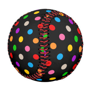 Schwarzes farbenfrohes Regenbogen-Punkte-Design Baseball