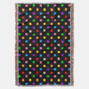 Schwarzes farbenfrohes Regenbogen-Punkte-Design Decke