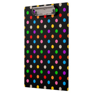 Schwarzes farbenfrohes Regenbogen-Punkte-Design  Klemmbrett