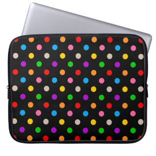 Schwarzes farbenfrohes Regenbogen-Punkte-Design Laptopschutzhülle
