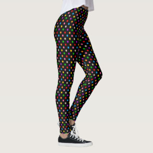 Schwarzes farbenfrohes Regenbogen-Punkte-Design Leggings