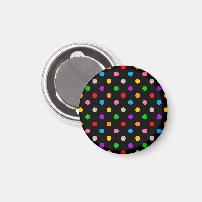 Schwarzes farbenfrohes Regenbogen-Punkte-Design  Magnet (Vorderseite/Rückseite)