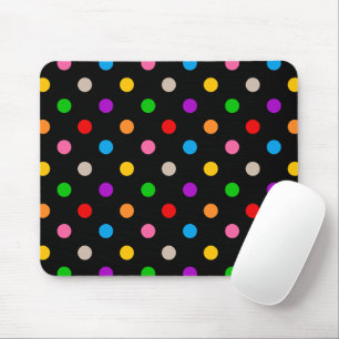 Schwarzes farbenfrohes Regenbogen-Punkte-Design Mousepad