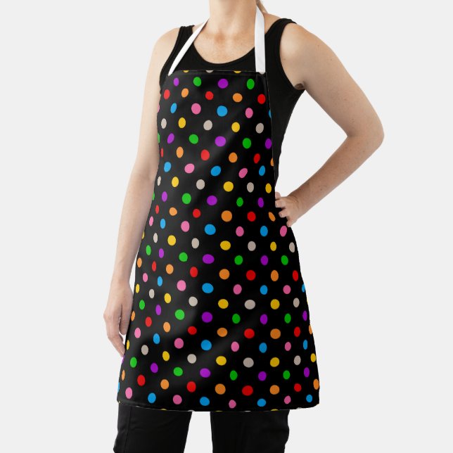 Schwarzes farbenfrohes Regenbogen-Punkte-Design  Schürze (InSitu)
