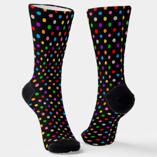 Schwarzes farbenfrohes Regenbogen-Punkte-Design Socken