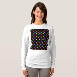 Schwarzes farbenfrohes Regenbogen-Punkte-Design T-Shirt