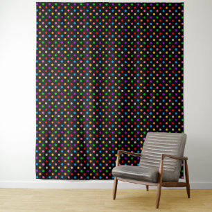 Schwarzes farbenfrohes Regenbogen-Punkte-Design Wandteppich
