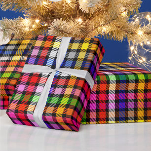 Schwarzes farbenfrohes Twill-Karo-Tartan-Design Geschenkpapier