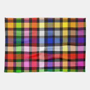 Schwarzes farbenfrohes Twill-Karo-Tartan-Design Geschirrtuch