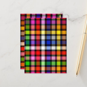 Schwarzes farbenfrohes Twill-Karo-Tartan-Design Postkarte