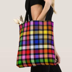 Schwarzes farbenfrohes Twill-Karo-Tartan-Design Tasche