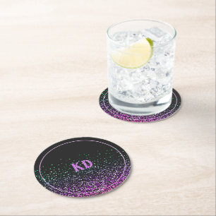 Schwarzes Farbiges Glitter Accent Runder Pappuntersetzer