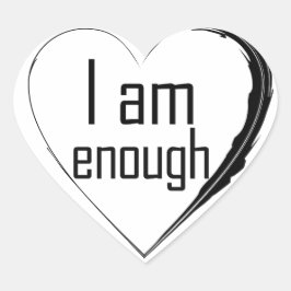 schwarzes Federherz "I am genug" Herz-Aufkleber