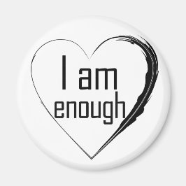 schwarzes Federherz "I am genug" Magnet