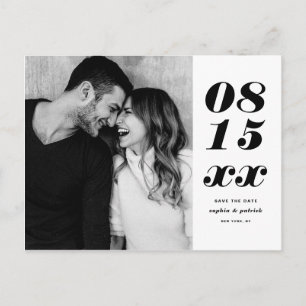 Schwarzes feines italienisches Typografie-Foto Sav Ankündigungspostkarte