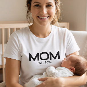 Schwarzes, fettgedrucktes Established Mom T-Shirt
