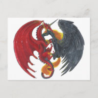 Schwarzes Feuer Einhorn und Roter Drache