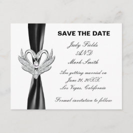 Schwarzes Flachband Silberschwänze Save the Date K Einladung