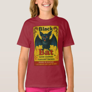 Schwarzes Fledermaus-Retro-Feuerwerk-Jugend-T-Shir T-Shirt