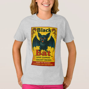 Schwarzes Fledermaus-Retro-Feuerwerk-Jugend-T-Shir T-Shirt