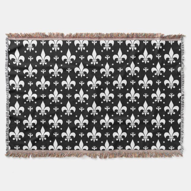 Schwarzes Fleur-de-lis-Muster Decke (Vorderseite)