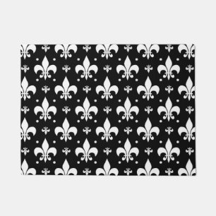 Schwarzes Fleur-de-lis-Muster Fußmatte