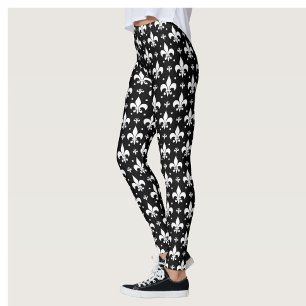 Schwarzes Fleur-de-lis-Muster Leggings