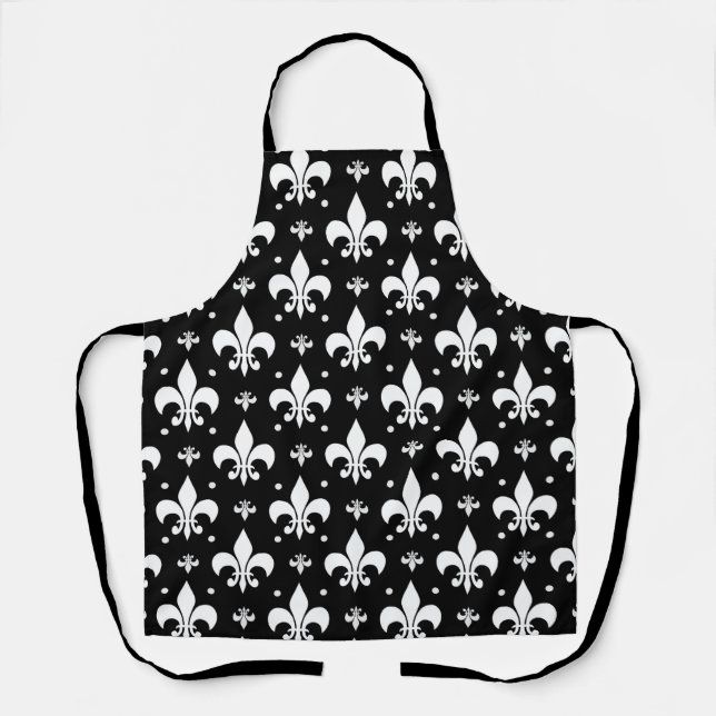 Schwarzes Fleur-de-lis-Muster Schürze (Vorderseite)