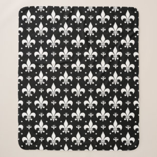 Schwarzes Fleur-de-lis-Muster Sherpadecke