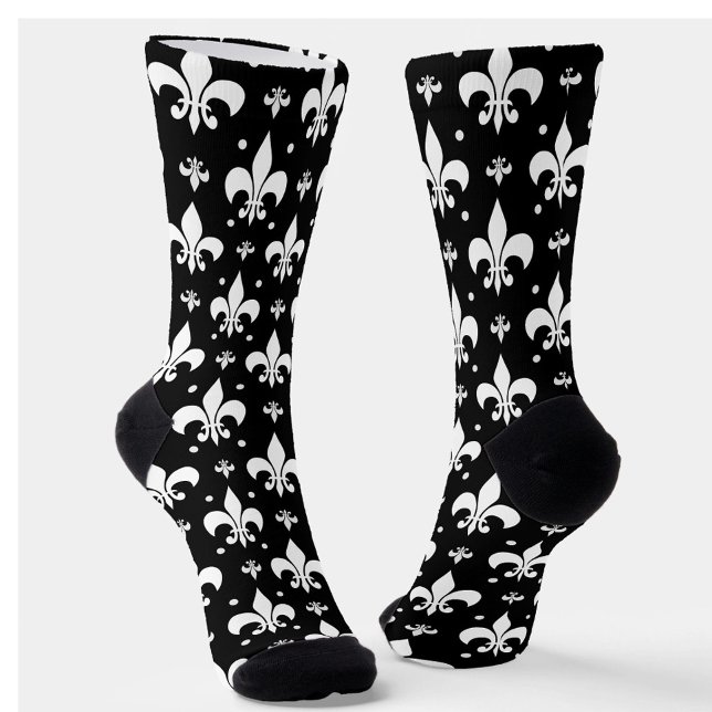 Schwarzes Fleur-de-lis-Muster Socken (Von Creator hochgeladen)