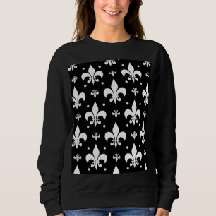 Schwarzes Fleur-de-lis-Muster Sweatshirt