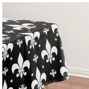 Schwarzes Fleur-de-lis-Muster Tischdecke