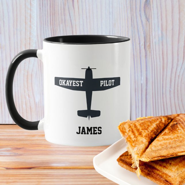Schwarzes Flugzeug & lustiger Spruch Okayester Pil Tasse (Von Creator hochgeladen)