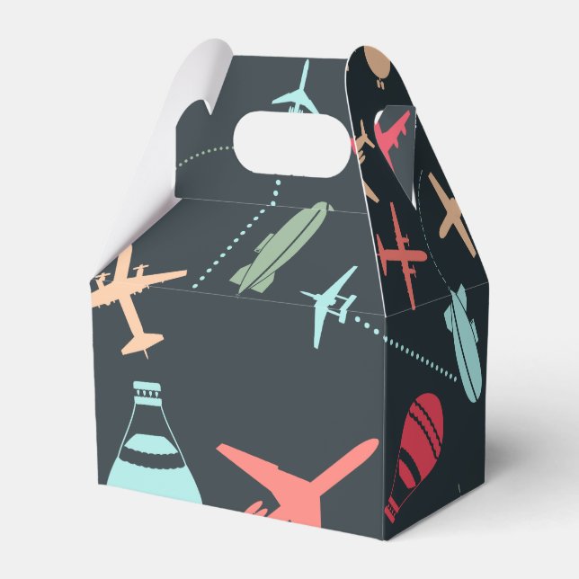 Schwarzes Flugzeug und Flugmuster Geschenkschachtel (Rückseite)