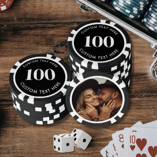Schwarzes Foto 100 nummeriert Pokerchips