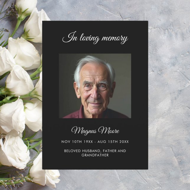 Schwarzes Foto Beerdigungskarte Einladung (Von Creator hochgeladen)