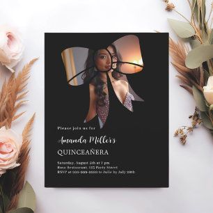 Schwarzes Foto bucht elegante Quinceanera-Einladun
