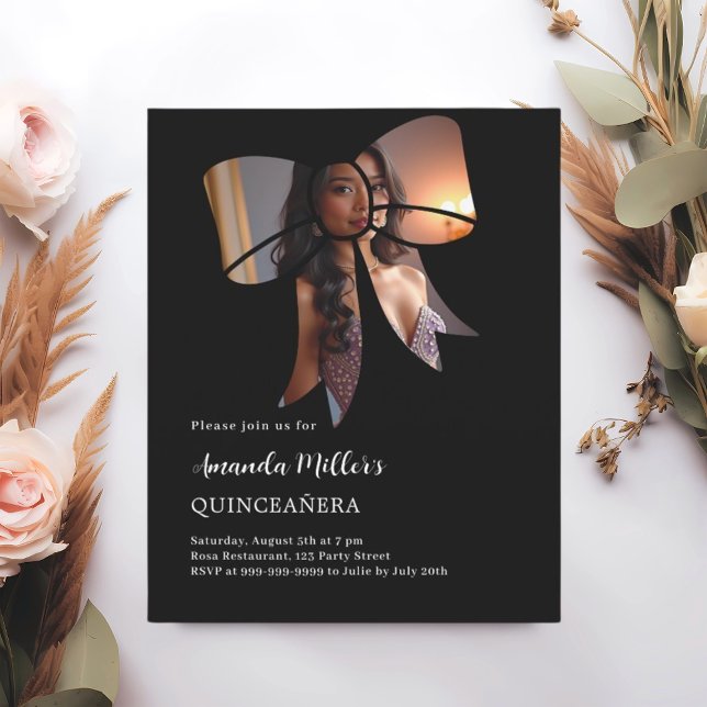 Schwarzes Foto bucht elegante Quinceanera-Einladun (Von Creator hochgeladen)